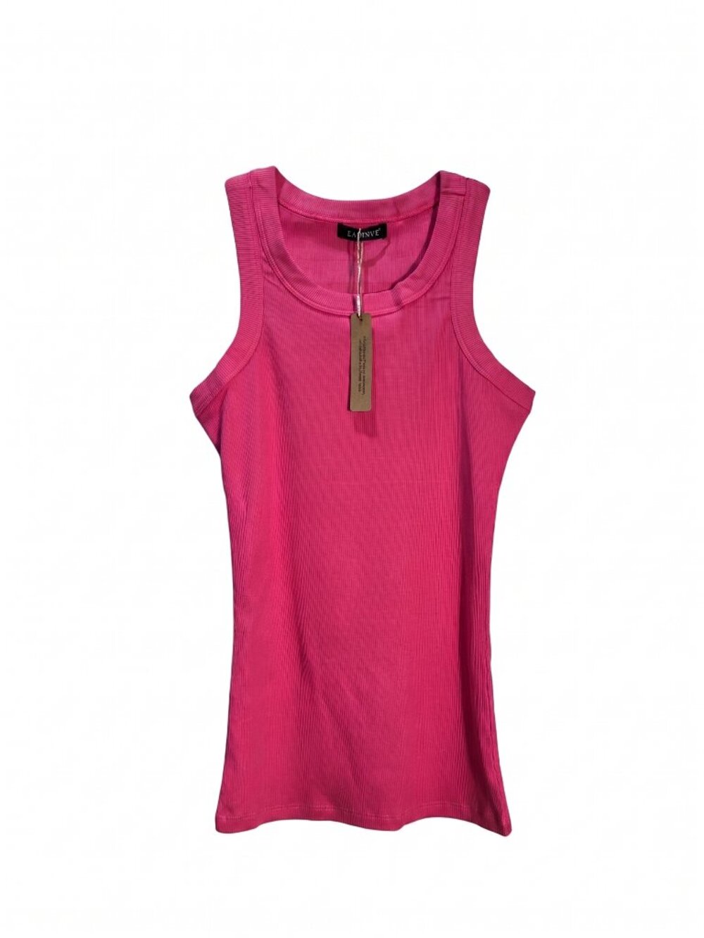NWT | Vibrant Pink Ribbed High-Neck Racerback Tank Top XS